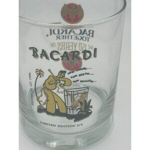 Bacardi Together 150 Years 2012 Black Bat Historic Ad On Rocks Glass Ltd Edition